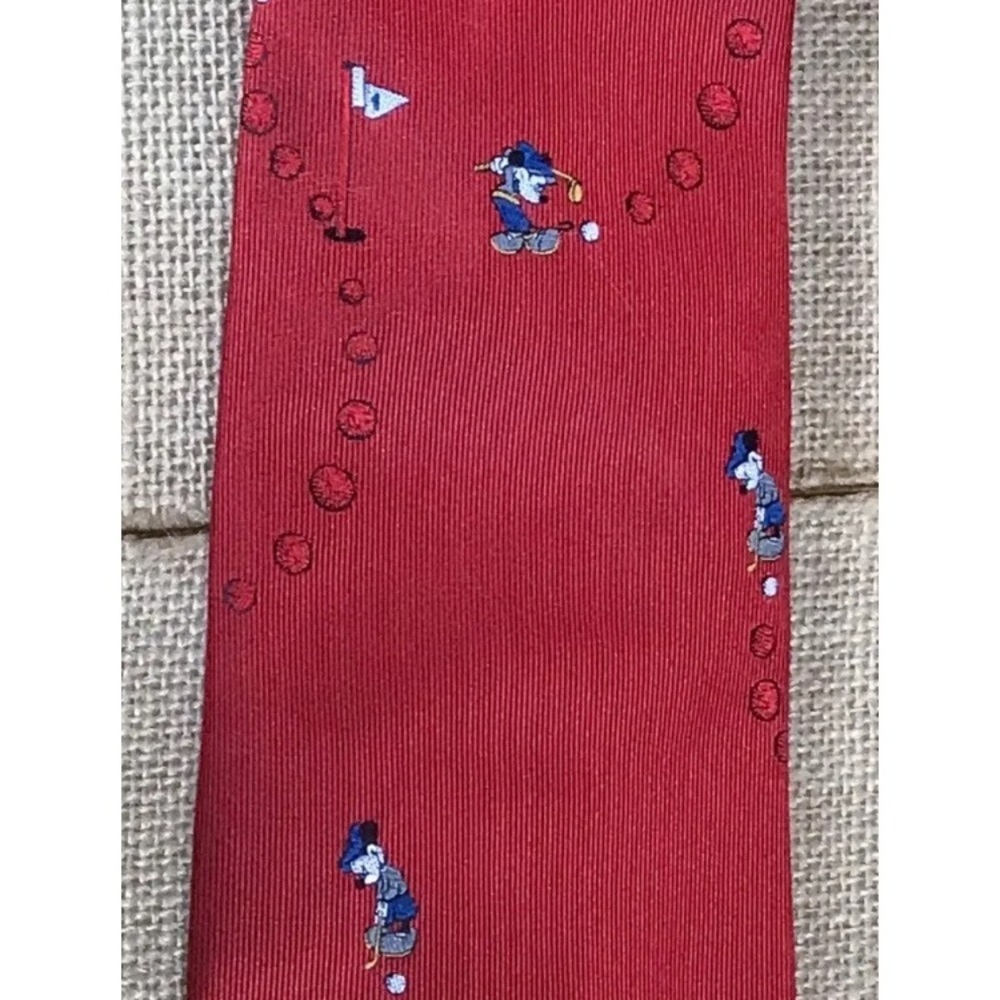 Vintage Balancine Disney Mickey Mouse Golfer Red Tie Necktie Whimsical Novelty